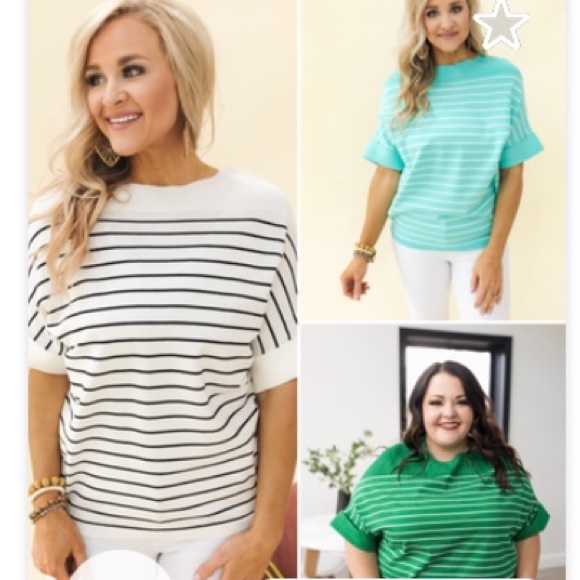 ott Sweaters - Women’s OTT (Brand) Stripe Boat Neck Sweater. 2XL